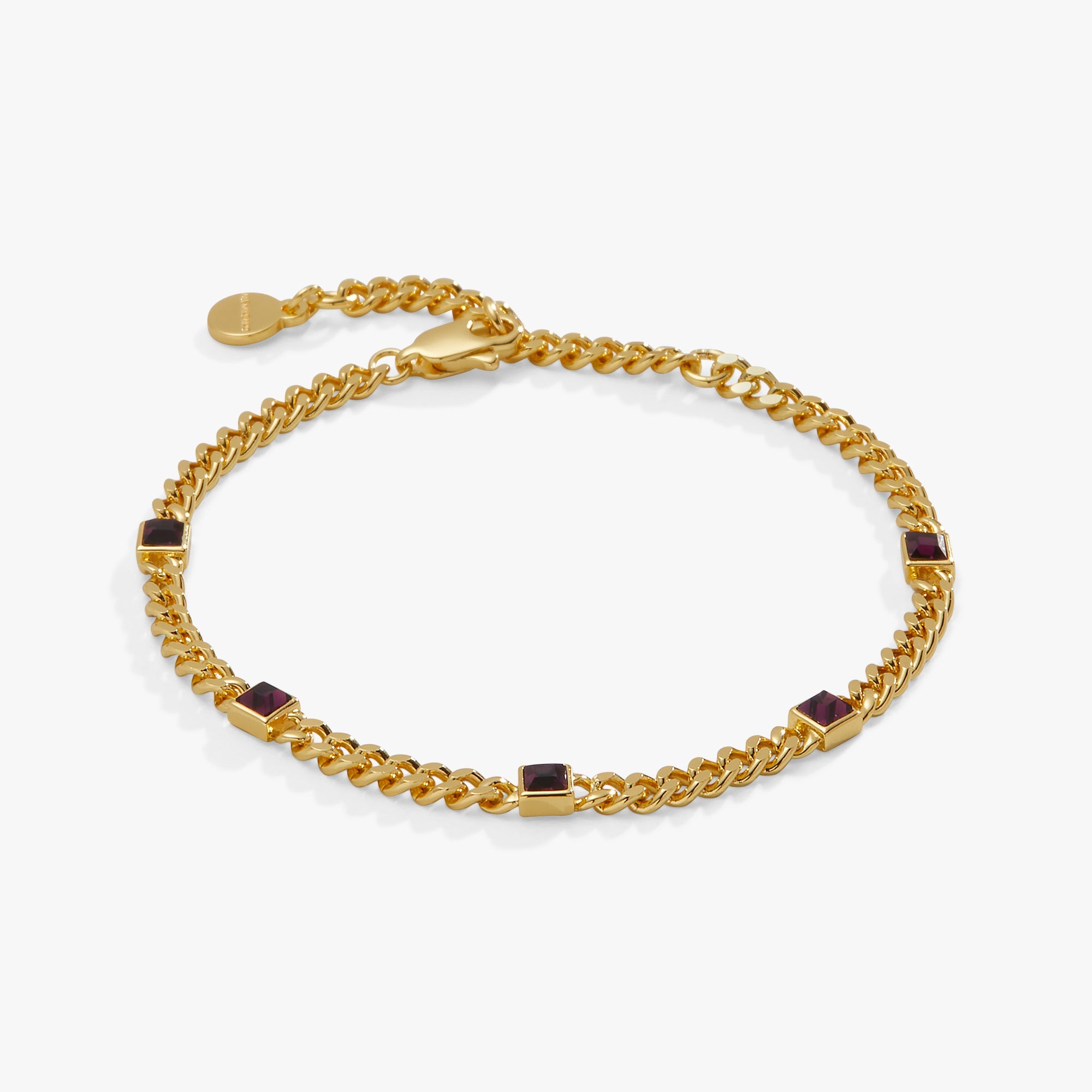February Birthstone Amethyst Curb Chain Bracelet