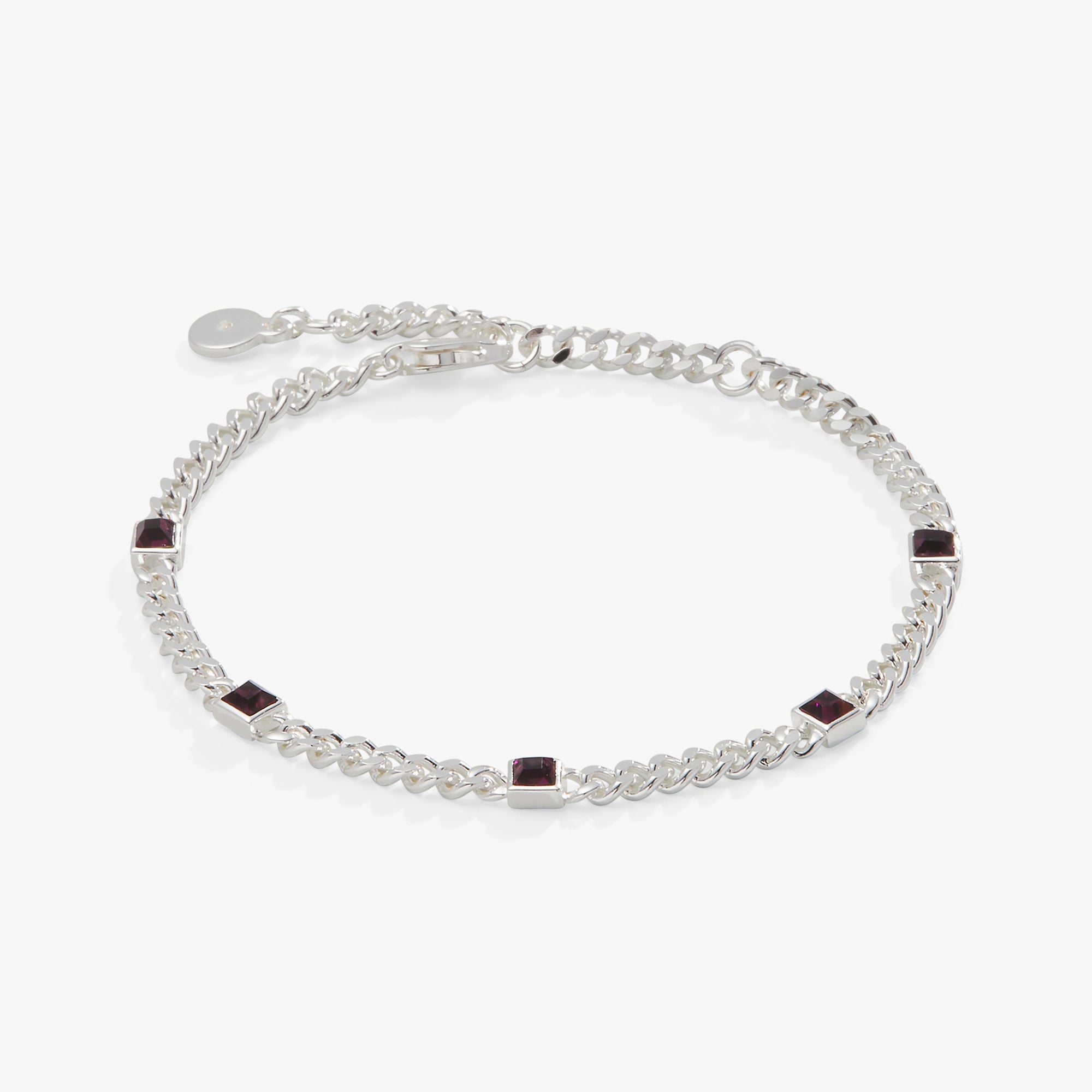 February Birthstone Amethyst Curb Chain Bracelet