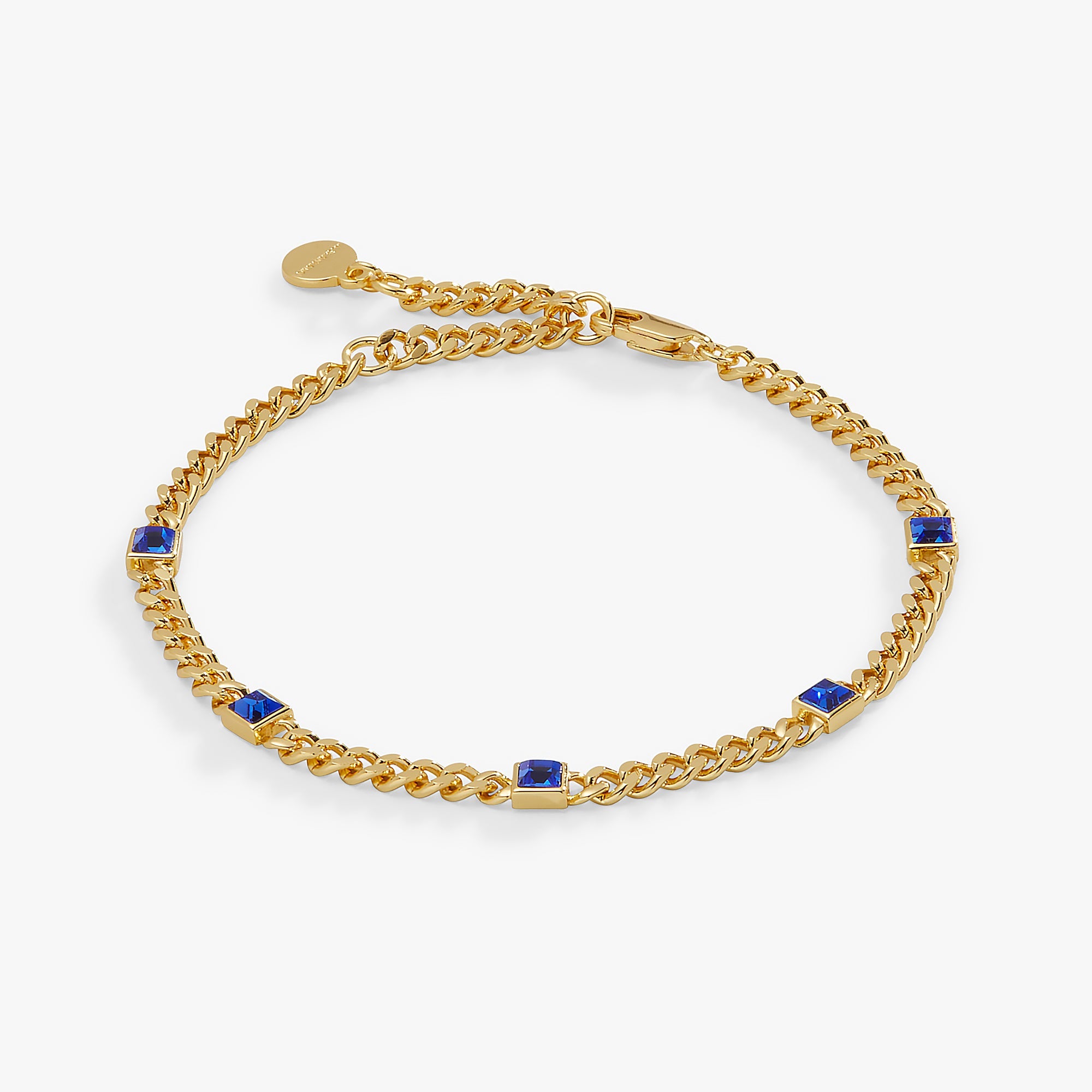 September Birthstone Sapphire Curb Chain Bracelet